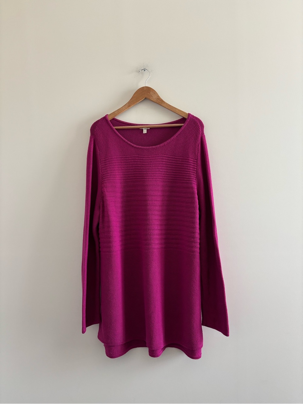 Talbots Sweater Pullover Tunic Cotton Ribbed Knit Magenta Pink Womens 2X Preppy